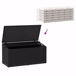 vidaXL Garden Storage Box Beige 110x50x58 cm Poly Rattan garden storage box - black - Additional view 6