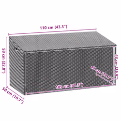 vidaXL Garden Storage Box Beige 110x50x58 cm Poly Rattan garden storage box - black - Additional view 9
