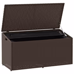 vidaXL Garden Storage Box Beige 110x50x58 cm Poly Rattan garden storage box - brown