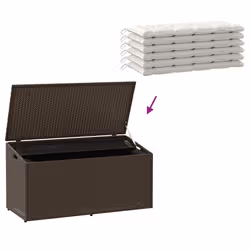 vidaXL Garden Storage Box Beige 110x50x58 cm Poly Rattan garden storage box - brown - Additional view 6