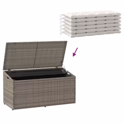 vidaXL Garden Storage Box Beige 110x50x58 cm Poly Rattan garden storage box - grey - Additional view 6