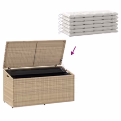 vidaXL Garden Storage Box Beige 110x50x58 cm Poly Rattan garden storage box - beige - Additional view 6