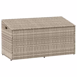 vidaXL Garden Storage Box Beige 110x50x58 cm Poly Rattan garden storage box - light grey