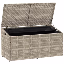 vidaXL Garden Storage Box Beige 110x50x58 cm Poly Rattan garden storage box - light grey