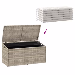 vidaXL Garden Storage Box Beige 110x50x58 cm Poly Rattan garden storage box - light grey - Additional view 6