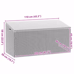 vidaXL Garden Storage Box Beige 110x50x58 cm Poly Rattan garden storage box - light grey - Additional view 9