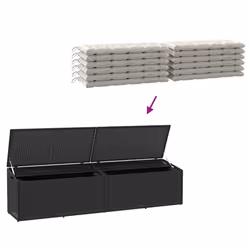vidaXL Garden Storage Box Black 220x50x58 cm Poly Rattan garden storage box - black - Additional view 6