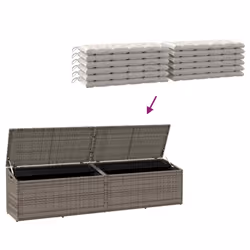 vidaXL Garden Storage Box Black 220x50x58 cm Poly Rattan garden storage box - grey - Additional view 6