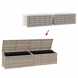 vidaXL Garden Storage Box Black 220x50x58 cm Poly Rattan garden storage box - light grey - Additional view 6