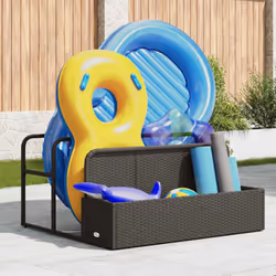 vidaXL Poolside Float Storage Black 110x100x57 cm Poly Rattan poolside storage