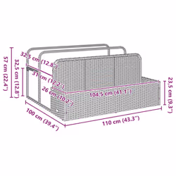 vidaXL Poolside Float Storage Brown 110x100x57 cm Poly Rattan poolside storage