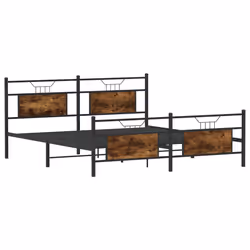 vidaXL Metal Bed Frame without Mattress double bed - smoked oak, 160 x 200 cm