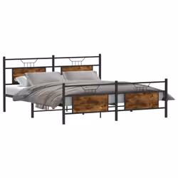 vidaXL Metal Bed Frame without Mattress double bed - smoked oak, 160 x 200 cm - Additional view 4