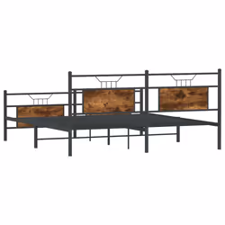 vidaXL Metal Bed Frame without Mattress double bed - smoked oak, 160 x 200 cm - Additional view 7