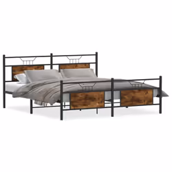 vidaXL Metal Bed Frame without Mattress Smoked Oak 180x200 cm Super King