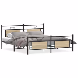 vidaXL Metal Bed Frame without Mattress double bed - sonoma oak, 160 x 200 cm