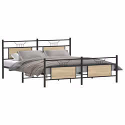 vidaXL Metal Bed Frame without Mattress double bed - sonoma oak, 160 x 200 cm