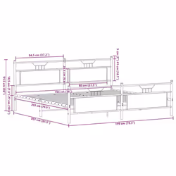 vidaXL Metal Bed Frame without Mattress Sonoma Oak 193x203 cm double bed - Additional view 10