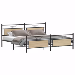 vidaXL Metal Bed Frame without Mattress Sonoma Oak 193x203 cm double bed