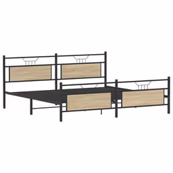 vidaXL Metal Bed Frame without Mattress Sonoma Oak 193x203 cm double bed - Additional view 4