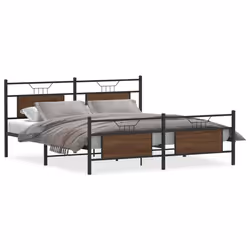 vidaXL Metal Bed Frame without Mattress double bed - brown oak, 183 x 203 cm