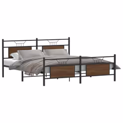 vidaXL Metal Bed Frame without Mattress double bed - brown oak, 183 x 203 cm
