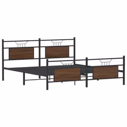 vidaXL Metal Bed Frame without Mattress Brown Oak 183x213 cm double bed - Additional view 4