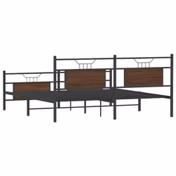 vidaXL Metal Bed Frame without Mattress Brown Oak 183x213 cm double bed - Additional view 7