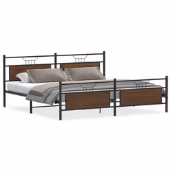 vidaXL Bed Frame without Mattress Engineered Wood - brown oak, 193 x 203 cm
