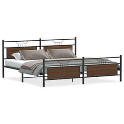 vidaXL Bed Frame without Mattress Engineered Wood - brown oak, 193 x 203 cm
