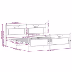 vidaXL Bed Frame without Mattress Engineered Wood - brown oak, 193 x 203 cm - Additional view 10