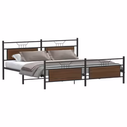 vidaXL Bed Frame without Mattress Engineered Wood - brown oak, 193 x 203 cm