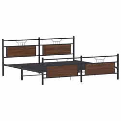 vidaXL Bed Frame without Mattress Engineered Wood - brown oak, 193 x 203 cm - Additional view 4