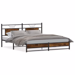 vidaXL Metal Bed Frame without Mattress Smoked Oak 183x213 cm double bed