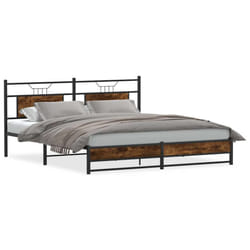 vidaXL Metal Bed Frame without Mattress Smoked Oak 183x213 cm double bed