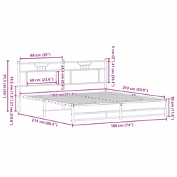 vidaXL Metal Bed Frame without Mattress Smoked Oak 183x213 cm double bed - Additional view 10