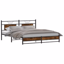 vidaXL Metal Bed Frame without Mattress Smoked Oak 183x213 cm double bed