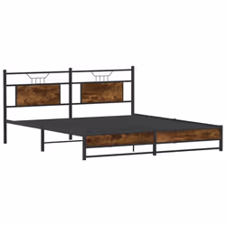 vidaXL Metal Bed Frame without Mattress Smoked Oak 183x213 cm double bed - Additional view 4
