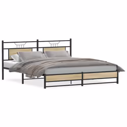 vidaXL Metal Bed Frame without Mattress double bed - sonoma oak, 183 x 203 cm