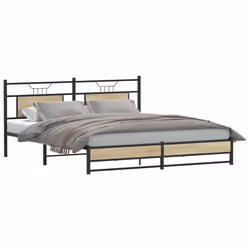 vidaXL Metal Bed Frame without Mattress Sonoma Oak 183x213 cm double bed - Additional view 2