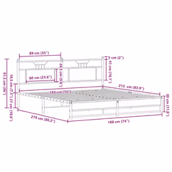 vidaXL Metal Bed Frame without Mattress Sonoma Oak 183x213 cm double bed - Additional view 3