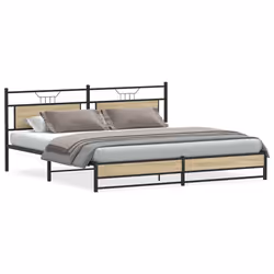 vidaXL Metal Bed Frame without Mattress Sonoma Oak 193x203 cm double bed