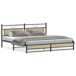 vidaXL Metal Bed Frame without Mattress Sonoma Oak 193x203 cm double bed