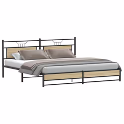 vidaXL Metal Bed Frame without Mattress Sonoma Oak 193x203 cm double bed
