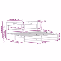 vidaXL Metal Bed Frame without Mattress Sonoma Oak 193x203 cm double bed