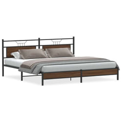 vidaXL Metal Bed Frame without Mattress double bed - brown oak, 193 x 203 cm
