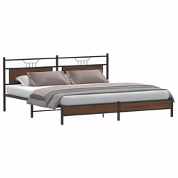 vidaXL Metal Bed Frame without Mattress double bed - brown oak, 193 x 203 cm