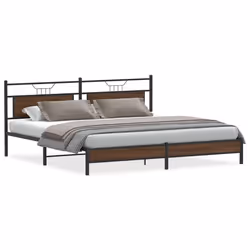 vidaXL Metal Bed Frame without Mattress Brown Oak 200x200 cm double bed