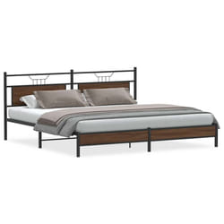 vidaXL Metal Bed Frame without Mattress Brown Oak 200x200 cm double bed