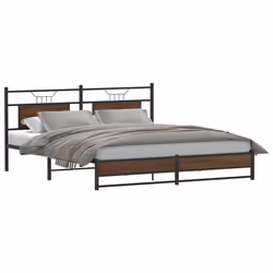 vidaXL Bed Frame without Mattress Engineered Wood - brown oak, 183 x 213 cm